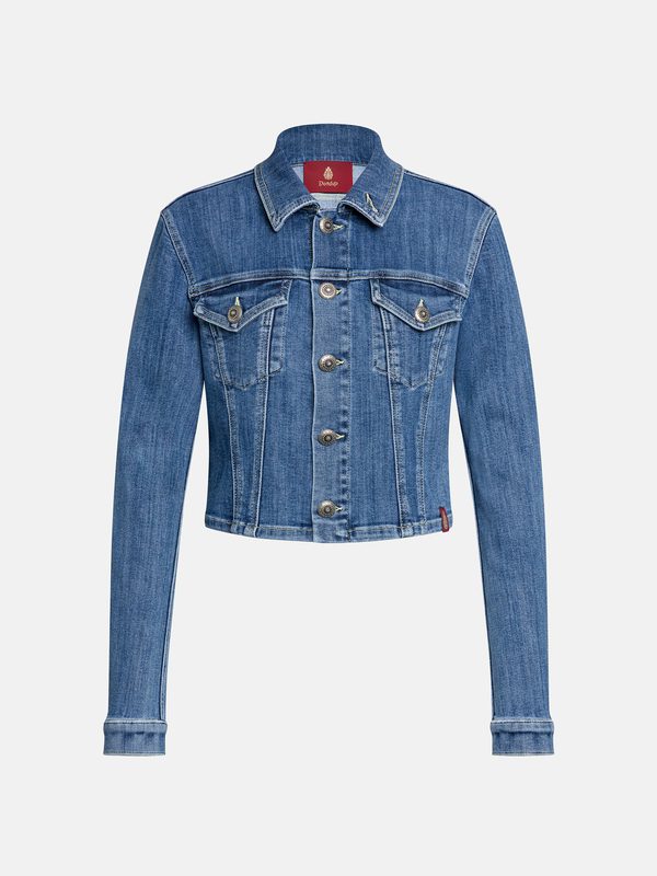 Giubbino cropped in denim stretch