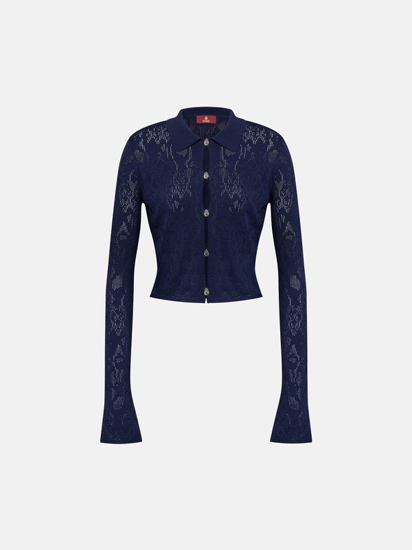 Cardigan tricot slim in viscosa jacquard