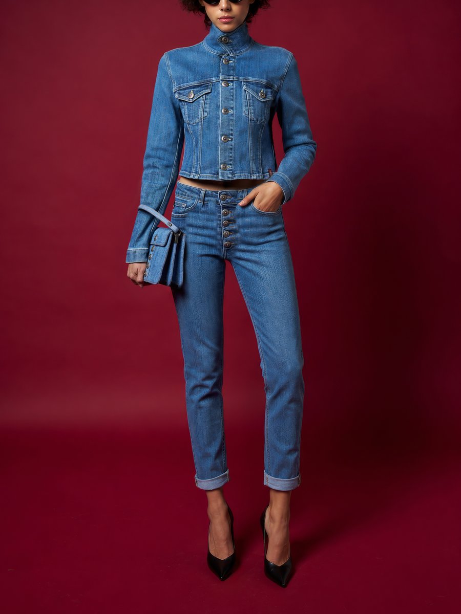 Jeans Koons loose in denim stretch, indossato